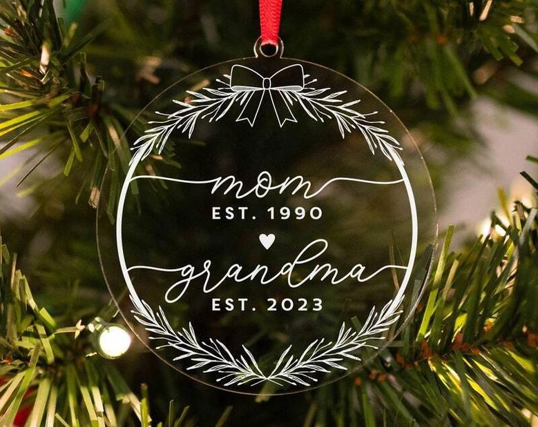 Personalized Grandma Ornament For Pregnancy Announcement 2024 Gift