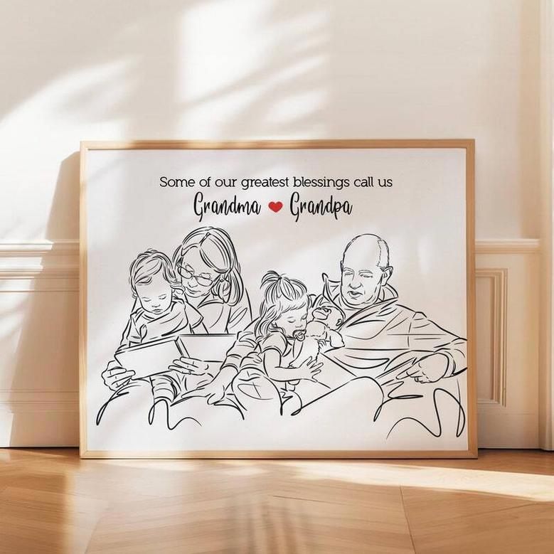 Personalized Grandma Canvas - Grandparent Drawing From Photo - Unique Gift For Nana & Mom