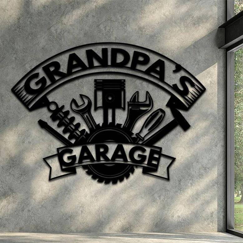 Personalized Pops Metal Sign For Grandpa's Garage Father's Day Gift