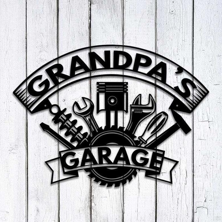 Personalized Pops Metal Sign For Grandpa's Garage Father's Day Gift