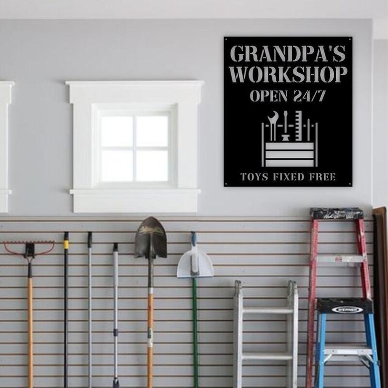 Personalized Grandpa's Workshop Metal Sign For Dad's Garage - Thoughtful Gift For Grandpa & Papa