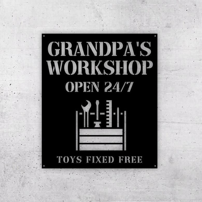 Personalized Grandpa's Workshop Metal Sign For Dad's Garage - Thoughtful Gift For Grandpa & Papa