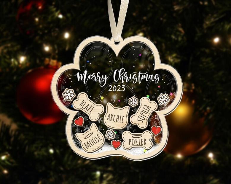 Personalized Dog Shake Ornament - Christmas Fur Family Decor Gift