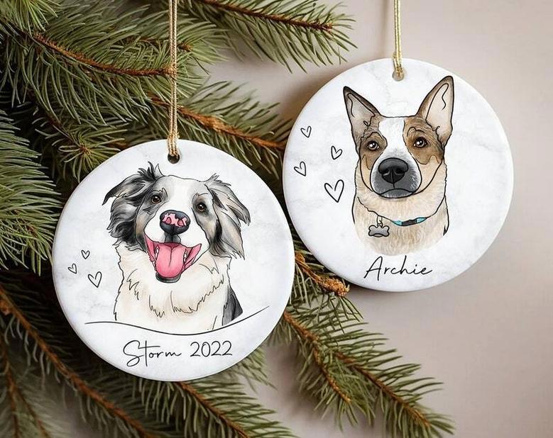 Personalized Dog Cat Watercolor Memorial Ornament - Pet Loss Keepsake For Living Room