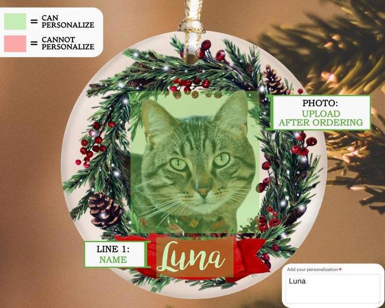 Heartfelt Cat Mom Ornament - Custom Pet Memorial & Christmas Photo Gift