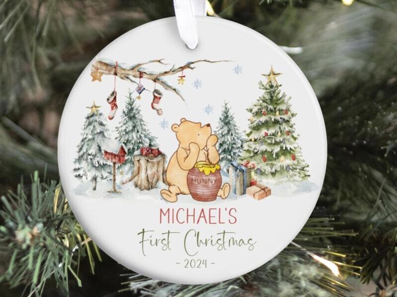 Thoughtful Personalized Classic Winnie The Pooh Baby Ornament For Grandma's First Christmas