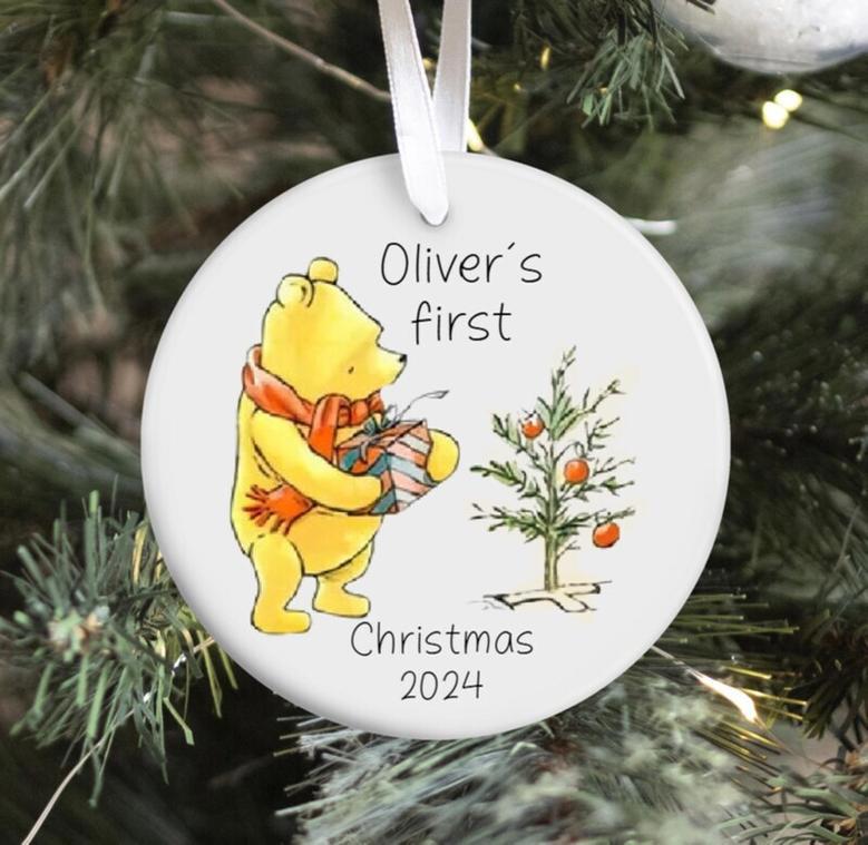 Thoughtful Personalized Classic Winnie The Pooh Baby Ornament For Grandma's First Christmas