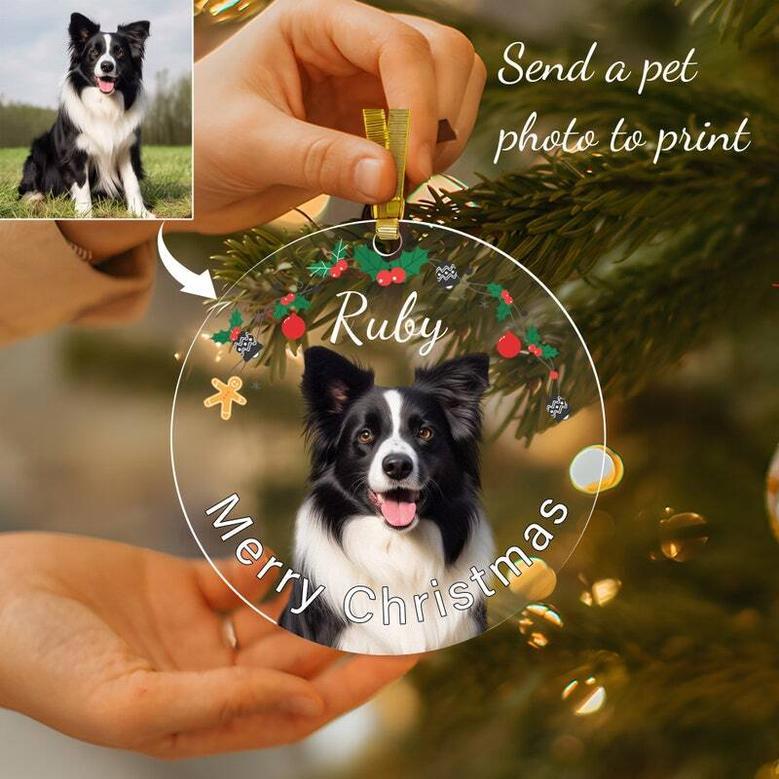 Custom Acrylic Dog Wall Art Christmas Ornaments With Photo And Name - Ideal Pet Gifts