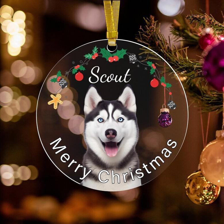 Custom Acrylic Dog Wall Art Christmas Ornaments With Photo And Name - Ideal Pet Gifts