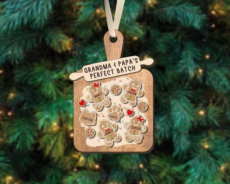 Heartfelt Gingerbread Grandma Kitchen Art Ornament - Custom Family Holiday Keepsake