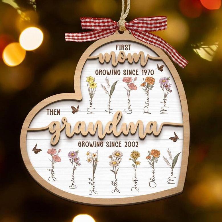 Custom Birth Flower Grandma Ornament - Thoughtful Christmas Gift For Grandparents