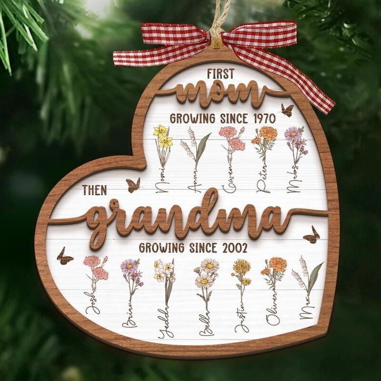 Custom Birth Flower Grandma Ornament - Thoughtful Christmas Gift For Grandparents