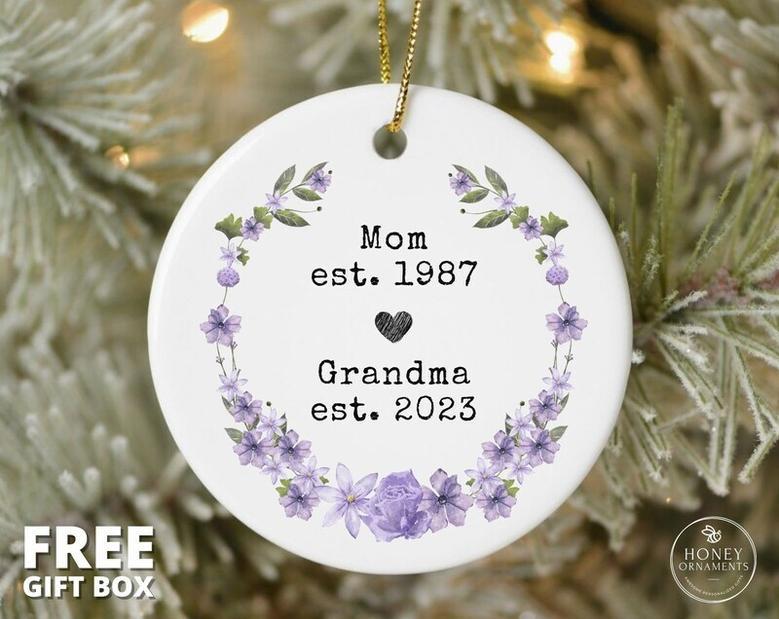 Heartfelt Pregnancy Announcement Ornament Personalized For New Grandma's Christmas Keepsake