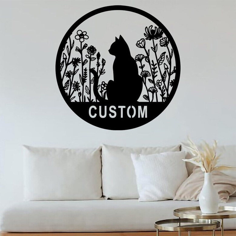 Thoughtful Personalized Cat Mom Metal Wall Art For Cat Lovers - Customizable Welcome Signs For Home Decor