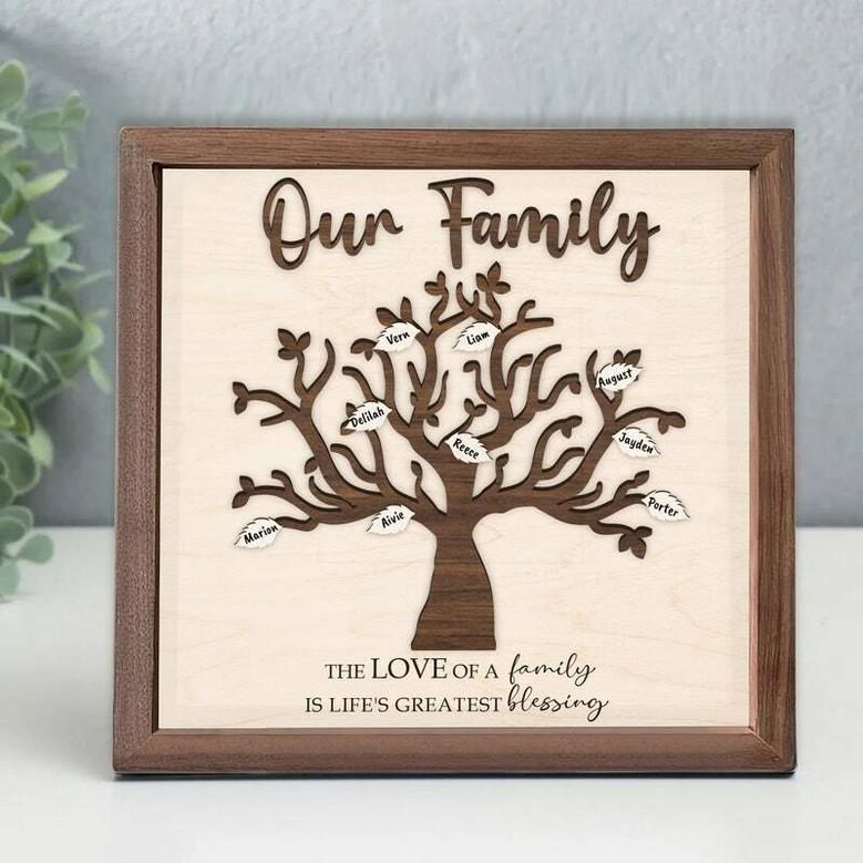 Personalized 3D Family Tree Wall Decor With Grandkids Names - Ideal Home Decoration & Anniversary Gift