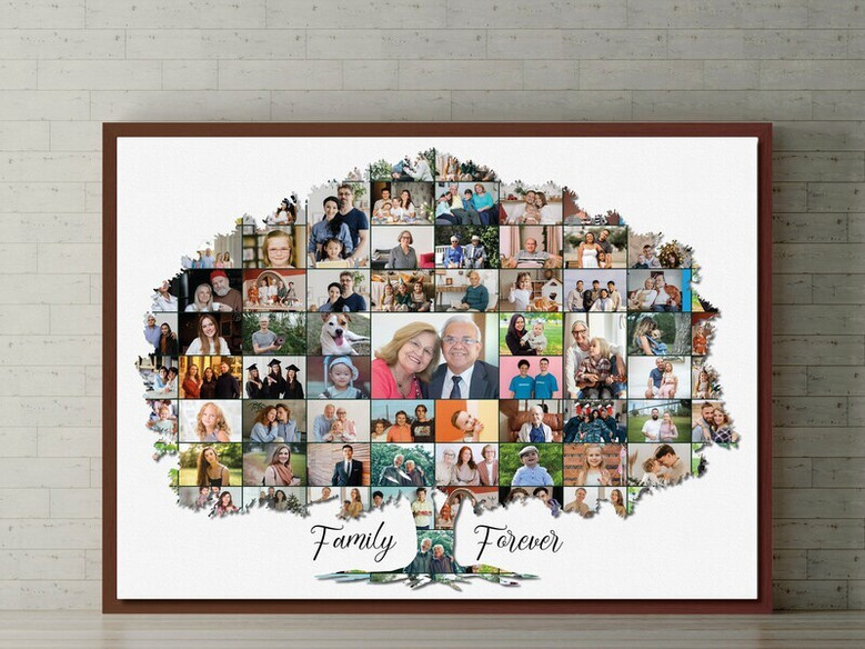 Custom Family Tree Photo Collage Canvas Keepsake for Birthdays