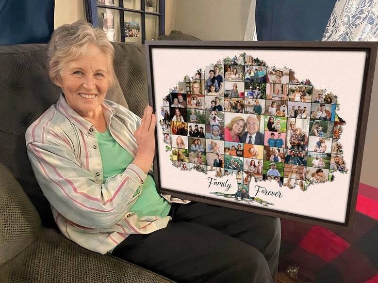 Custom Family Tree Photo Collage Canvas Keepsake for Birthdays