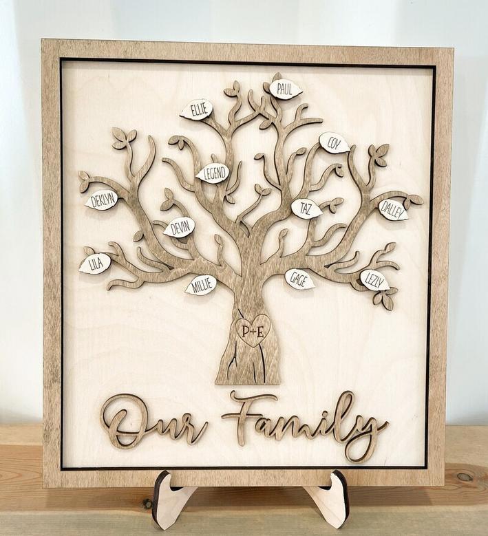 Personalized Family Tree Wall Art - Thoughtful Wood Sign For Anniversary & Mother's Day