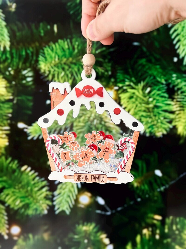 Personalized Gingerbread Family Ornament For Christmas 2024 - Custom Family & Pet Gift
