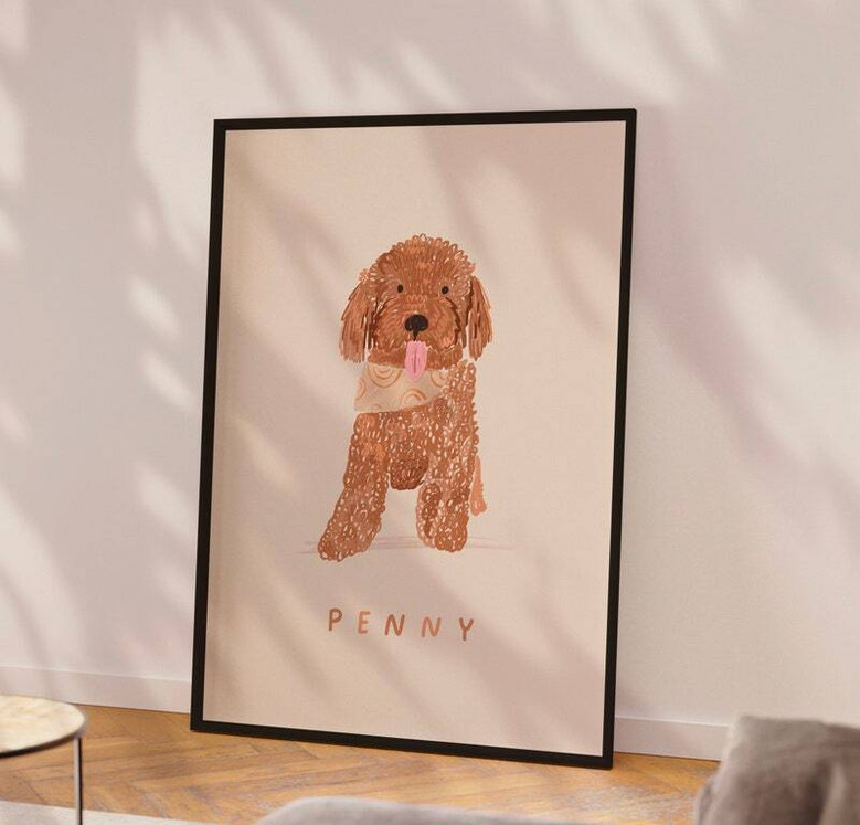 Custom Handdrawn Ugly Dog Canvas Portrait for Pet Lovers