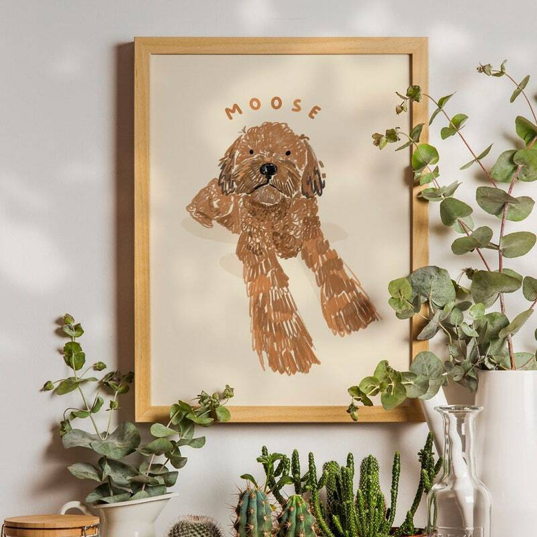 Custom Handdrawn Ugly Dog Canvas Portrait for Pet Lovers