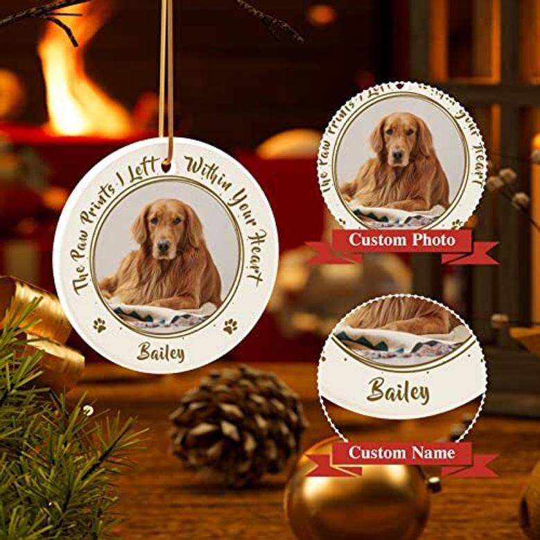 Touching Dog Memorial Ornament For Pet Loss Ceramic Keepsake - Personalized Christmas Tree Decoration