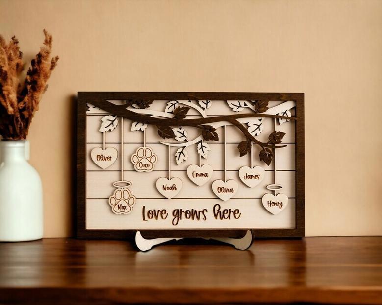 Heartfelt Engraved Family Tree Wall Decor For Mother's Day Modern Farmhouse Style