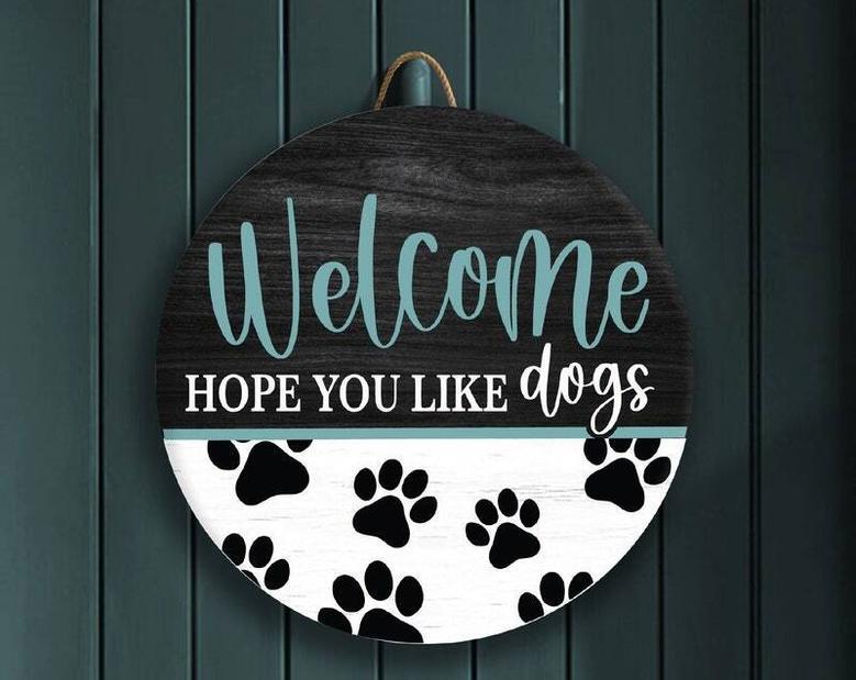 Personalized Funny Dog Wall Art - Dog Lover's Welcome Sign For Entryway Or Porch