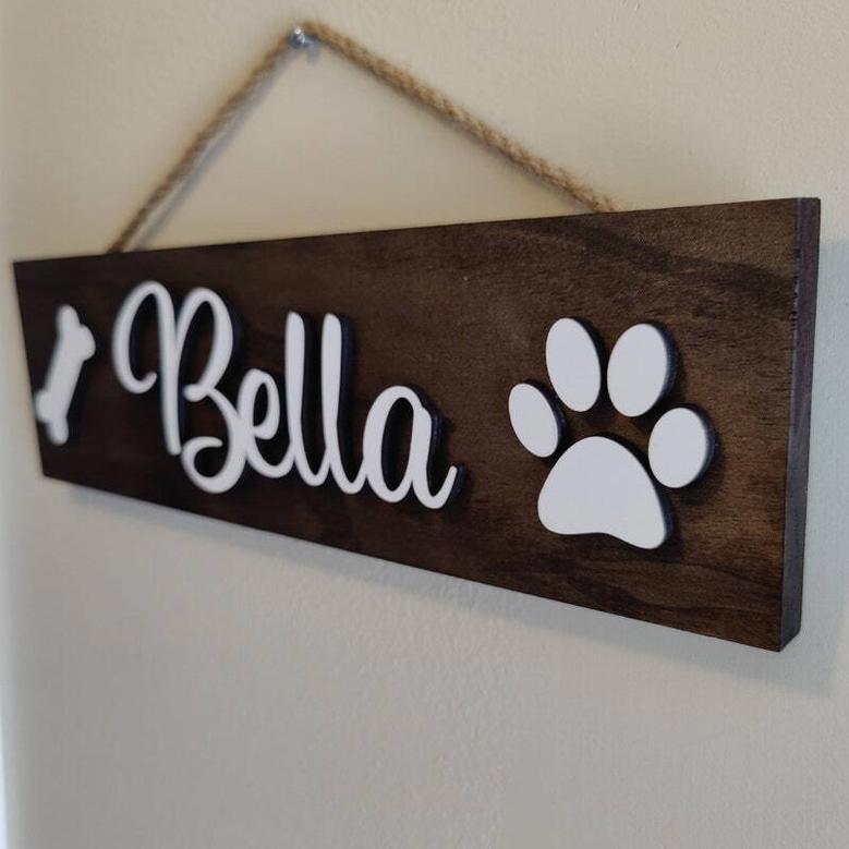 Custom 3D Dog Wall Art Sign - Personalized Paw For Pet Food Area