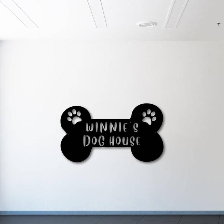 Custom Metal Dog Wall Art Sign - Personalized Dog Name Bones For Pet Lovers' Home Decor