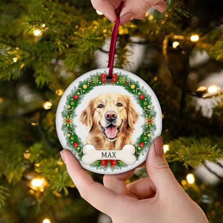 Custom Dog Photo & Name Ornament - Xmas Tree Decoration For Pet Lovers 2024