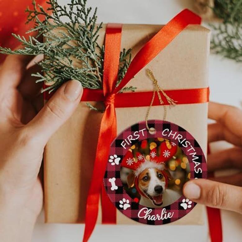 Dog Wall Art Personalized Photo Ornaments - Christmas Gifts For Moms, Kids, Pets - Unique Family DéCor