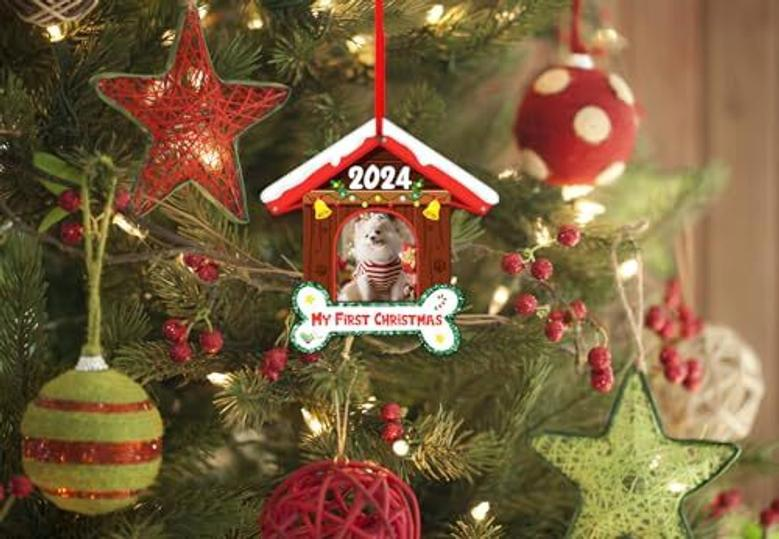 Heartfelt Personalized Dog Ornament 2024 - Custom Acrylic Picture Frame For Puppy Lovers Christmas Tree DéCor