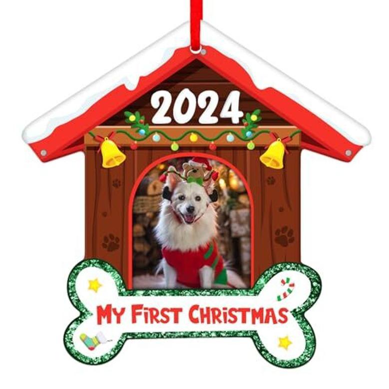 Heartfelt Personalized Dog Ornament 2024 - Custom Acrylic Picture Frame For Puppy Lovers Christmas Tree DéCor