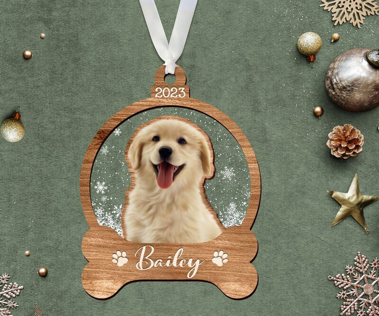 Heartfelt Dog's First Christmas Ornament - Custom Portrait Bauble For Dog Mom Gifts