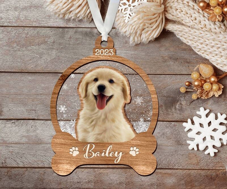 Heartfelt Dog's First Christmas Ornament - Custom Portrait Bauble For Dog Mom Gifts