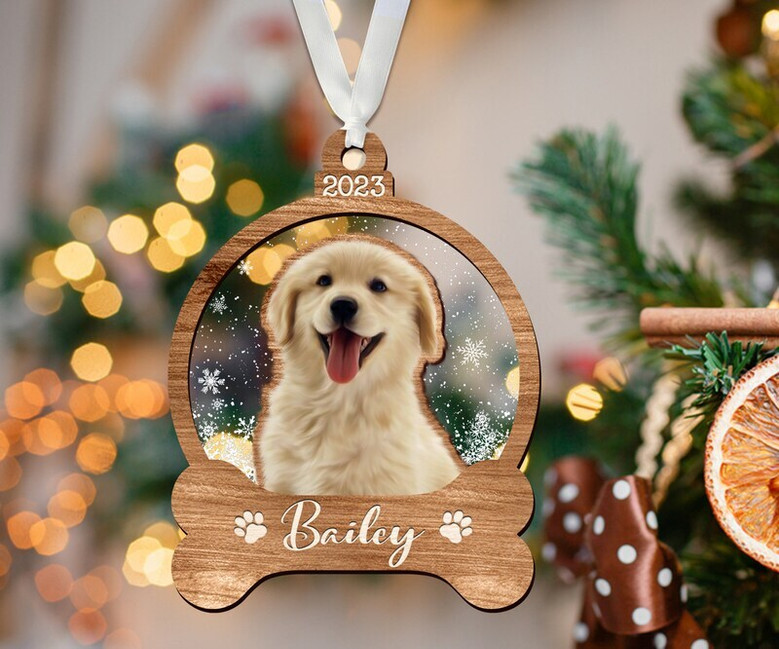 Heartfelt Dog's First Christmas Ornament - Custom Portrait Bauble For Dog Mom Gifts
