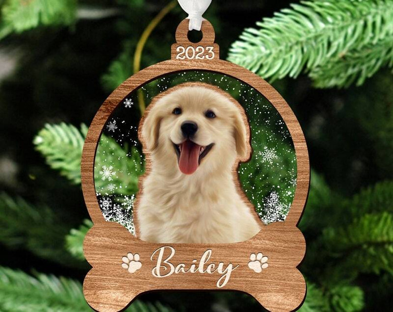 Heartfelt Dog's First Christmas Ornament - Custom Portrait Bauble For Dog Mom Gifts