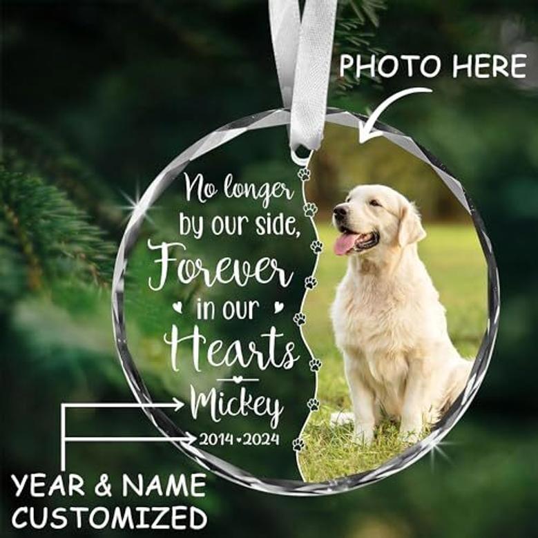 Touching Dog Wall Art Christmas Ornament - Custom Photo And Name Glass Memorial For Your Beloved Pet