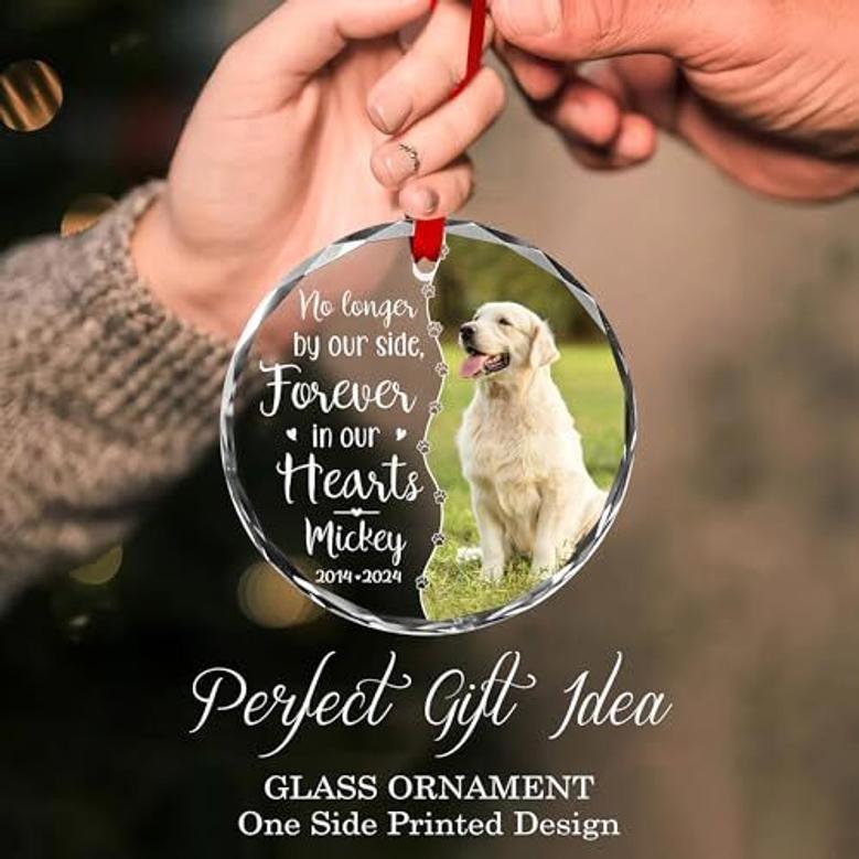 Touching Dog Wall Art Christmas Ornament - Custom Photo And Name Glass Memorial For Your Beloved Pet