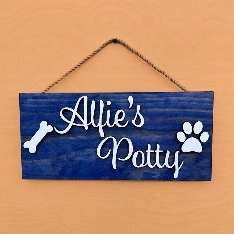 Custom Dog Wall Art - Personalized Wooden Sign For Pet Area - 3D Name Design With Paw Element