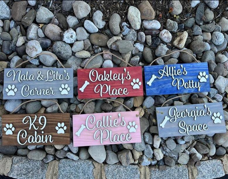 Custom Dog Wall Art - Personalized Wooden Sign For Pet Area - 3D Name Design With Paw Element