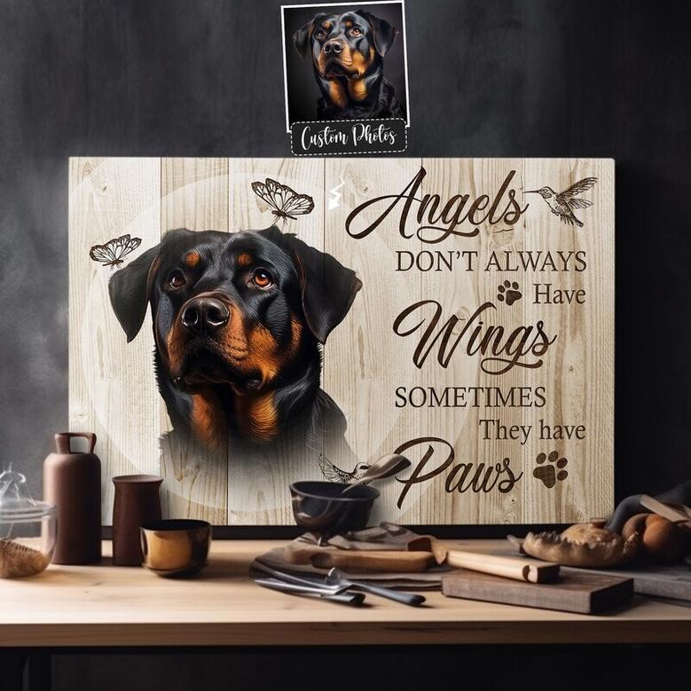 Heartfelt Personalized Dog Canvas For Dog Lovers - Angels Don't Always Have Wings Art Decor For Living Room