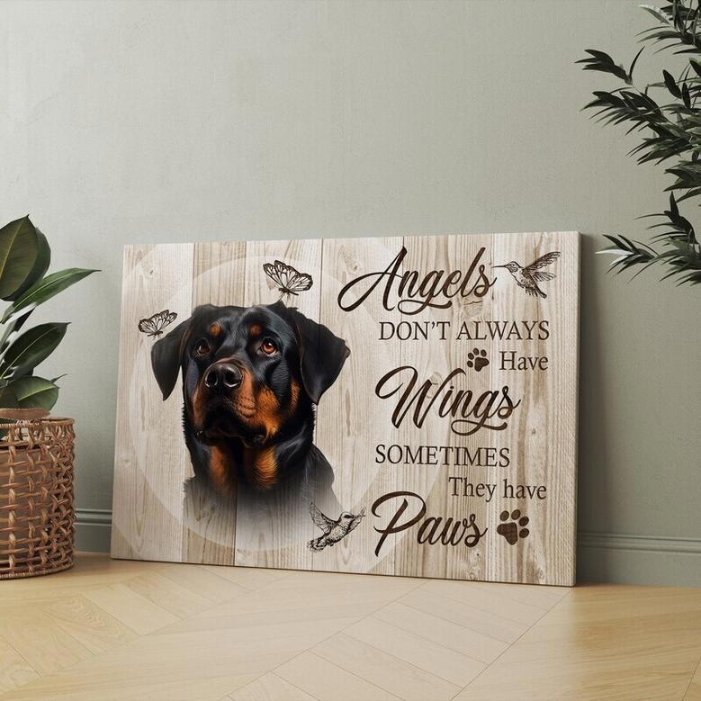 Heartfelt Personalized Dog Canvas For Dog Lovers - Angels Don't Always Have Wings Art Decor For Living Room