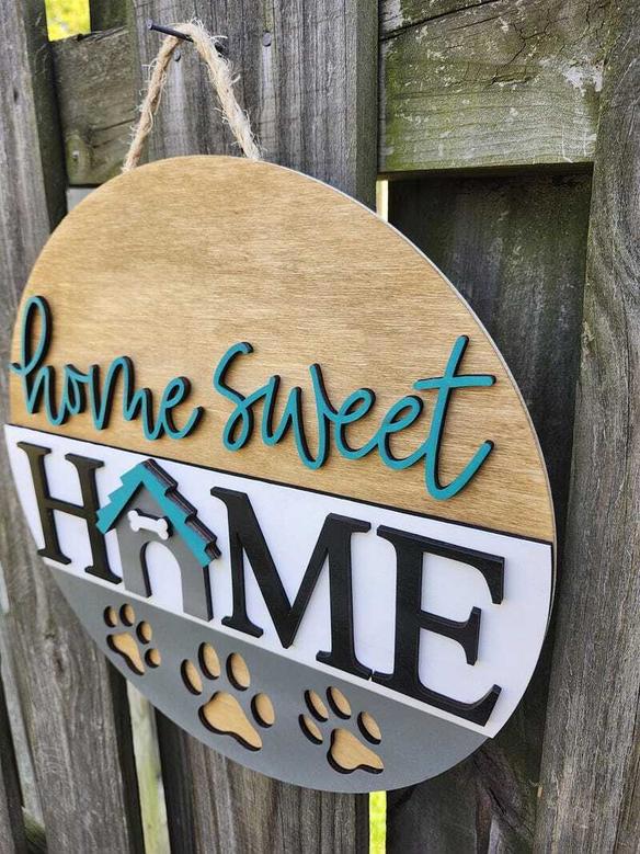 Custom Dog Wall Art Welcome Sign For Pet Lovers With Paw Prints Design - Perfect For Front Door DéCor