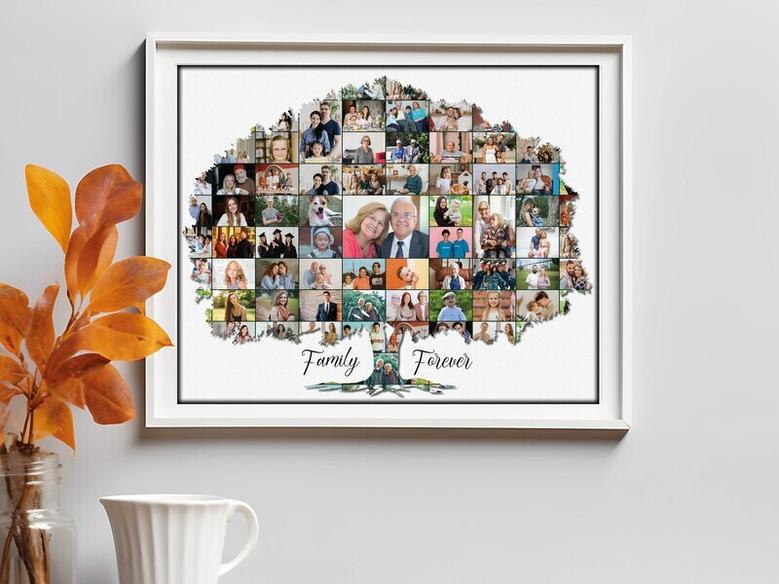 Heartfelt Family Tree Wall Decor Canvas - Custom Photo Collage Gift For Birthdays