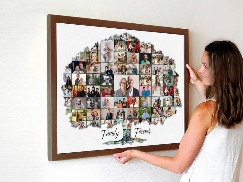 Heartfelt Family Tree Wall Decor Canvas - Custom Photo Collage Gift For Birthdays