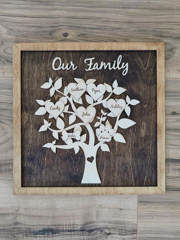 Personalized Family Tree Wall Decor For Christmas - Thoughtful Custom Keepsake With Grandkids Names For Mom, Dad, Or Grandparents