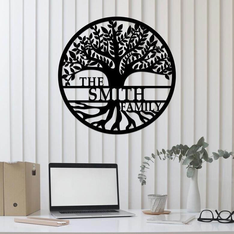 Handcrafted Family Tree Metal Wall Art Personalized For Couples Housewarming Living Room Decor