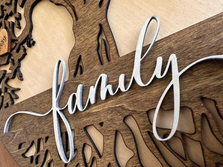 Customized Family Tree Wall Decor For Grandma - Rustic Wooden Sign Gift - Mother's Day And Christmas Present